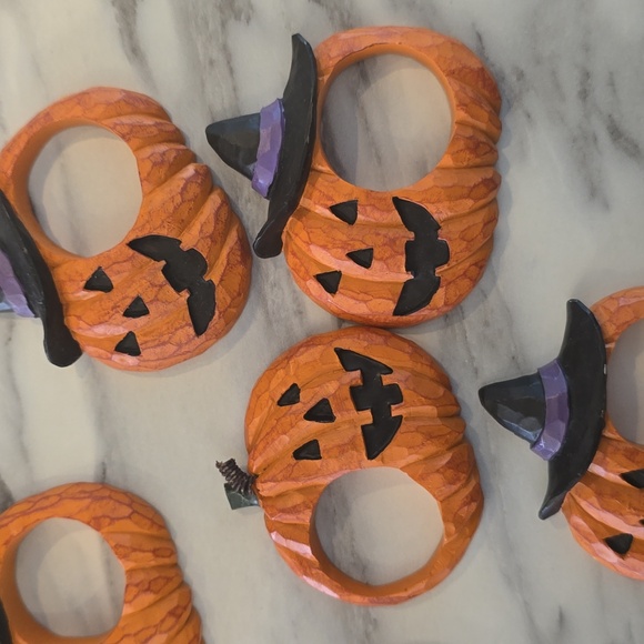 Vintage Abbott ceramic pumpkin napkin rings set of 6 - Picture 4 of 4
